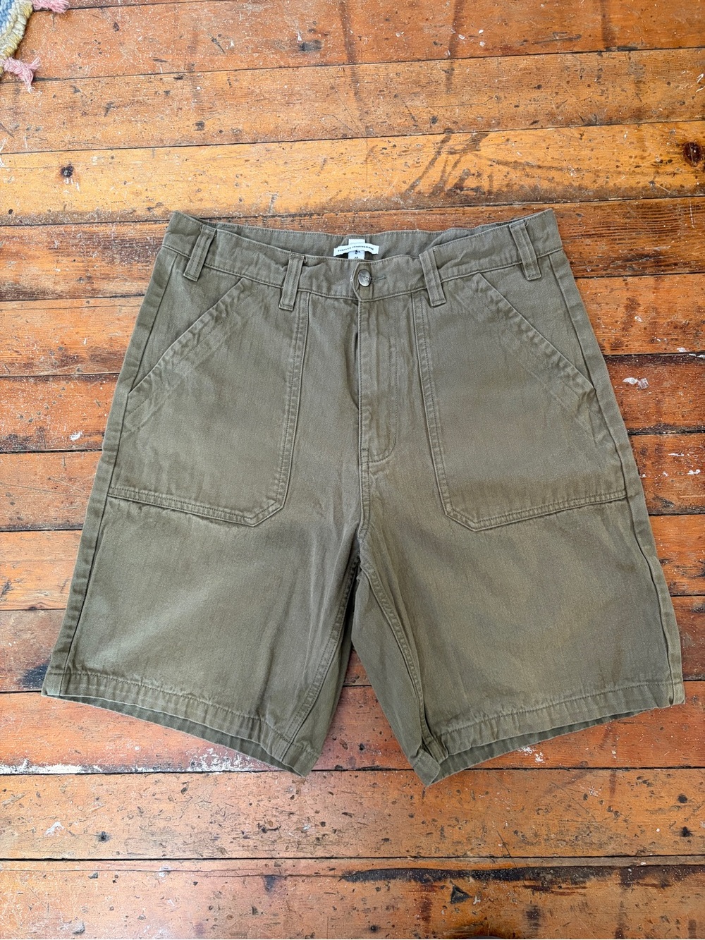 CCS Surplus Herringbone green khaki cotton shorts waist 34”